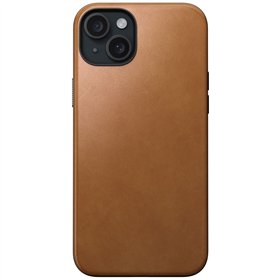 Nomad Modern Leather -kotelo iPhone 15 Plus 6.7":lle, englantilaisen ruskean värinen