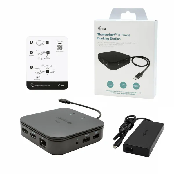 Pastiprinātāji i-Tec TB3TRAVELDOCKPD60W Melns