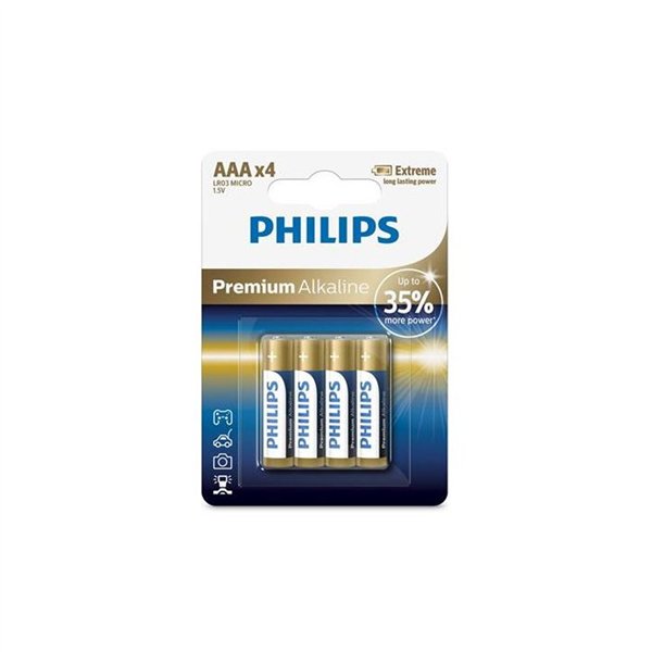 Baterijas PHILIPS AAA LR03 4 gab. blisterī Premium Alkaline