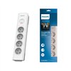Anti-surge power strip PHILIPS extension cord 4 sockets 2m 16A white