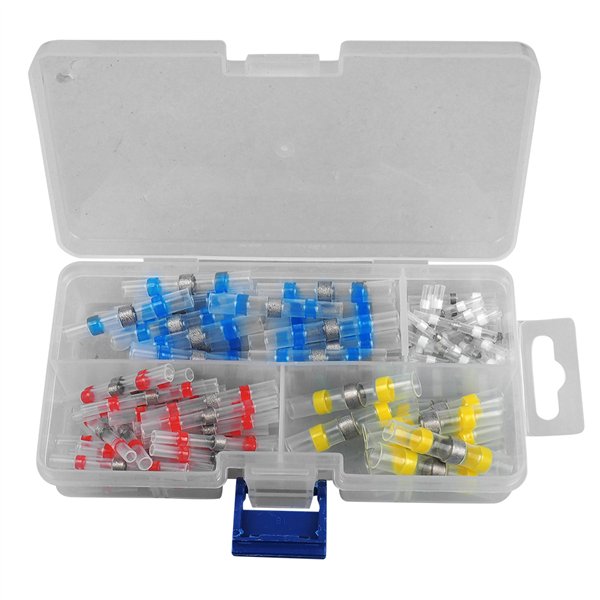 Läpivientipikaliittimet tinalla, 100 kpl sarja laatikossa, 0,25 mm - 6 mm