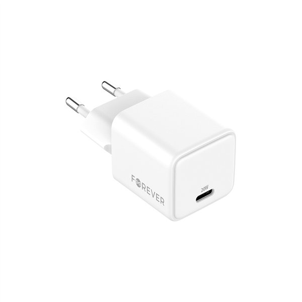 Forever TC-08-20C GaN PD QC laturi 1x USB-C 20W valkoinen