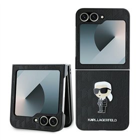 Karl Lagerfeld case for Samsung Galaxy Z Flip6 KF002201 black Saffiano Monogram Ikonik Pin