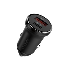 Devia automašīnas lādētājs Smart Mini PD QC 3.0 30W 1x USB 1x USB-C balts