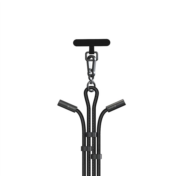 Devia kaapelikiinnitys 2in1 PD USB-C - USB-C 1,6 m 60W musta säädettävä pituus