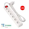 Strāvas virtene - 6 ligzdas ar Slēdzi EDM 41012 Schuko (1,5 m)