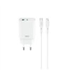 XO seinälaturi CE30 PD 30W 1x USB-C 1x USB valkoinen + USB-C-kaapeli - Lightning