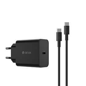 Devia sienas lādētājs Rocket PD 45W 1x USB-C melns+ kabelis USB-C - USB-C