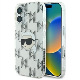 Karl Lagerfeld iPhone 16 6,1" KLHCP16SHKLPKHT läpinäkyvä kova IML Karl Head galvanoitu