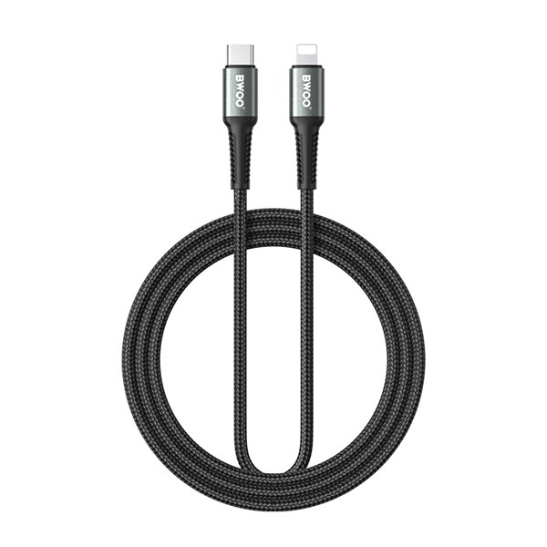 BWOO Braided Cable USB-C - Lightning 2m 30W black