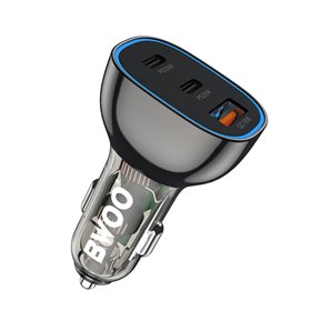 BWOO PD automobilinis įkroviklis, 2x USB-C + USB-A, 68W, juodas