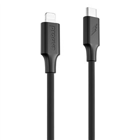 Кабель Proove, полосатый силиконовый, USB-C - Lightning, 1 м, 3 А, черный