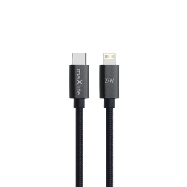 Maxlife MXUC-12 kabelis USB-C - Lightning 2,0 m 27W melns