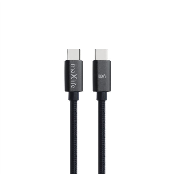 Maxlife MXUC-12 kabelis USB-C - USB-C 2,0 m 100W melns