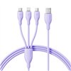 Кабель Baseus Ultra-Fast One-for-Three для быстрой зарядки USB-A на M+L+C 3,5 А, 1,3 м, Nebula Purple