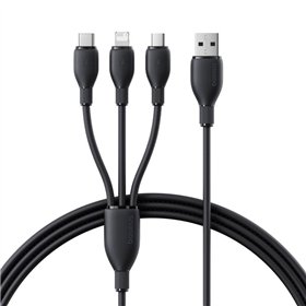 Baseus Ultra-Fast One-for-Three Fast Charging Cable USB-A to M+L+C 3.5A 0.8m Cosmic Black