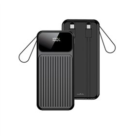 „Maxlife“ išorinė baterija su įmontuotais laidais, MXPB-06 PD QC, 22,5 W, 10000 mAh, juoda