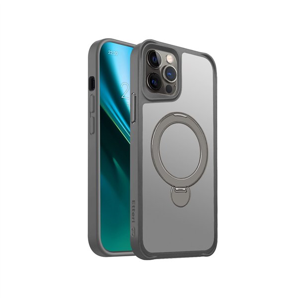 Чехол Etteri Matt Mag Ring для iPhone 12 / 12 Pro 6,1 дюйма, серый