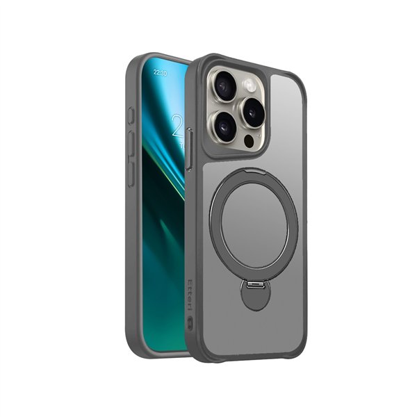 Etteri Matt Mag Ring maciņš iPhone 15 Pro 6,1" pelēks