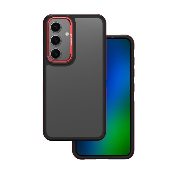 Krištolinis juodas dėklas, skirtas „Samsung Galaxy S25“, raudonas