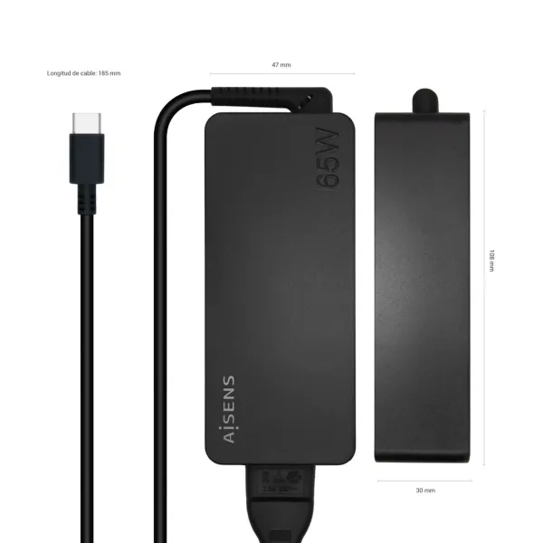 Wall Charger Aisens ASCH-1PD65D-BK Black 65 W