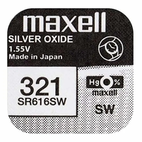 Кнопка ячейки Maxell SR616SW 321 1,55 V Щелочные батарейки таблеточного типа