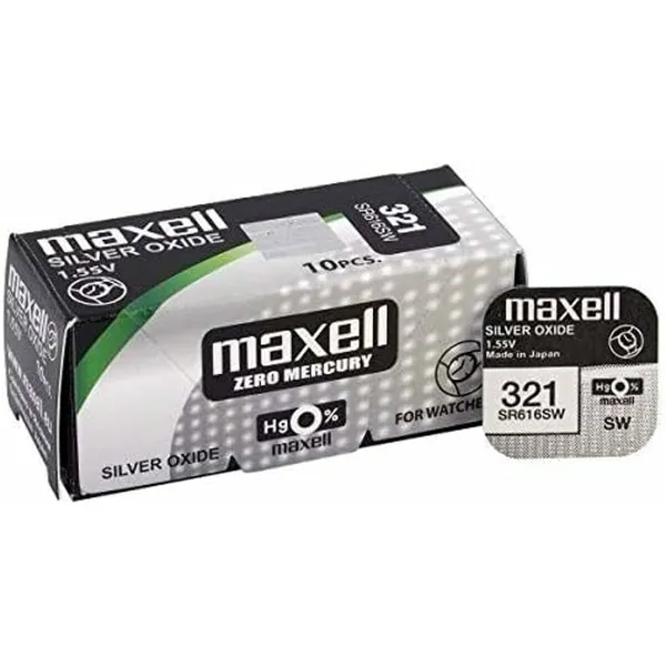 Кнопка ячейки Maxell SR616SW 321 1,55 V Щелочные батарейки таблеточного типа