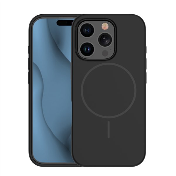 Silikoninen ohut Mag-kotelo iPhone 14 6,1":lle, musta