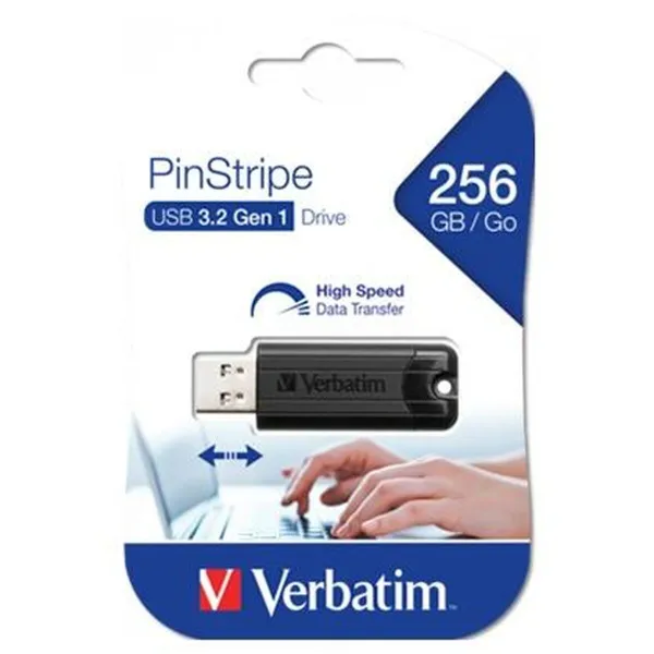 USB atmintukas Verbatim PINSTRIPE Juoda 256 GB (10 vnt.)