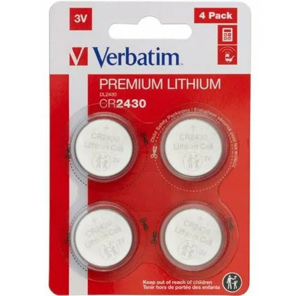 Lithium Button Batteries Verbatim 3 V CR2430 4 Pieces (20 Units)