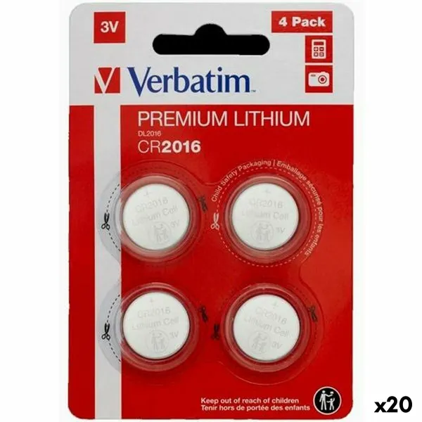 Литиевые таблеточные батарейки Verbatim 3 V CR2016 4 Предметы (20 штук)