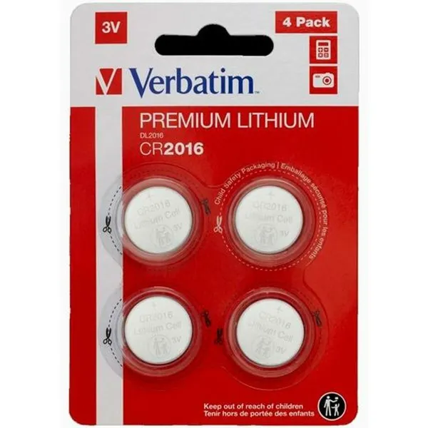 Литиевые таблеточные батарейки Verbatim 3 V CR2016 4 Предметы (20 штук)