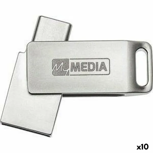 USB atmintukas MyMedia HIGH SPEED DUAL Sidabras 128 GB (10 vnt.)