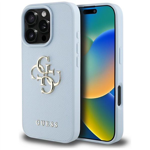 Guess Hardcase PU Grained Big 4G and Classic Logo Case for iPhone 16 Pro 6,3&quot Blue