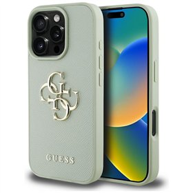 Guess Hardcase PU Grained Big 4G and Classic Logo -suojakuori iPhone 16 Pro 6,3":lle, vihreä