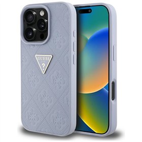 Guess Hardcase PU Grained Hot Stamp 4G Triangle Metal -suojakuori iPhone 16 Pro 6,3":lle, violetti