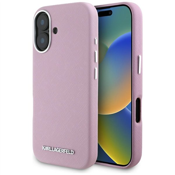 Karl Lagerfeld Hardcase MagSafe FW Saffiano Metal Logo case for iPhone 16 6,1&quot Pink