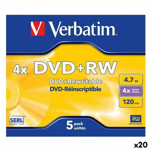 DVD+RW Verbatim 4,7 GB 4x 5 Pieces (20 Units)