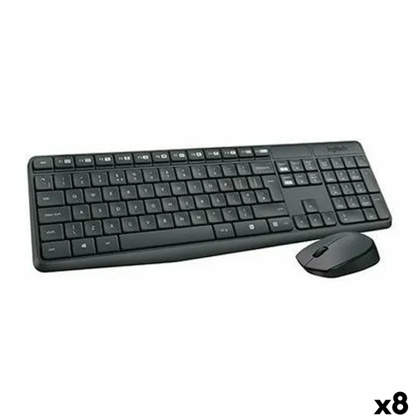 Klaviatuur ja Hiir Logitech MK235 Must Hispaaniakeelne Qwerty (8 Ühikut)