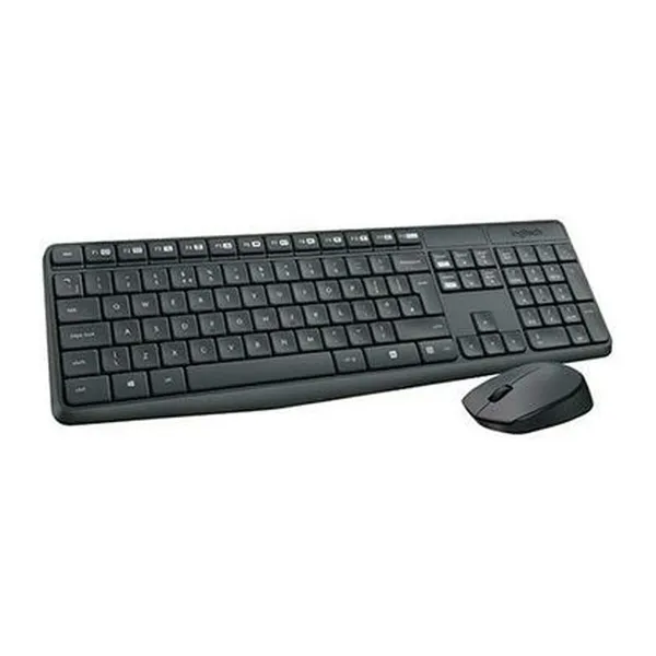 Klaviatuur ja Hiir Logitech MK235 Must Hispaaniakeelne Qwerty (8 Ühikut)
