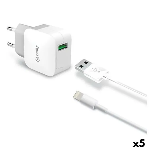 Seinalaadija Celly Valge 12 W (5 Ühikut)