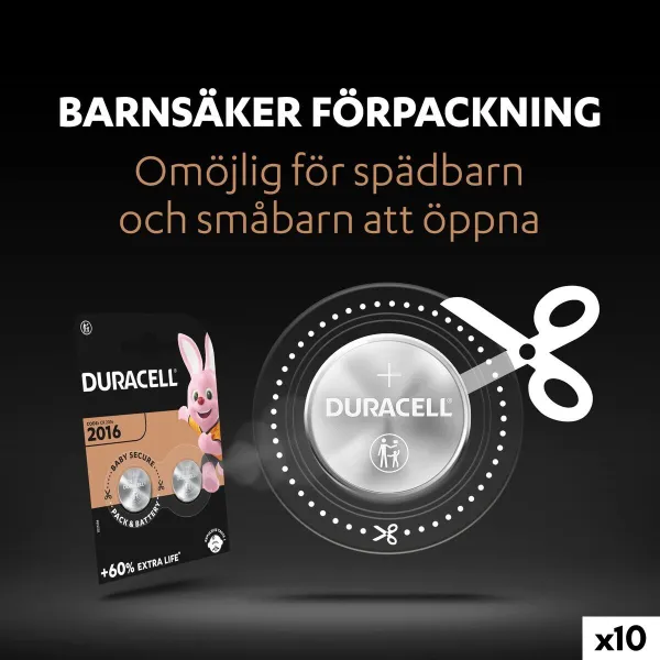 Кнопка ячейки DURACELL DL2016 K2 3 V (10 штук)