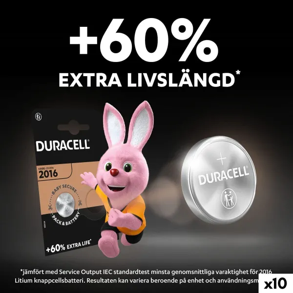 Кнопка ячейки DURACELL DL2016 K2 3 V (10 штук)