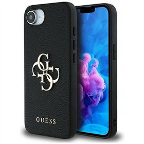 Чехол Guess HC PU Grained Big 4G and Classic Logo для iPhone 16e, черный