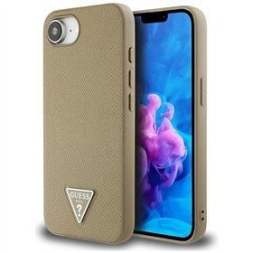 Чехол Guess HC MagSafe Grained PU с треугольным логотипом для iPhone 16e, коричневый
