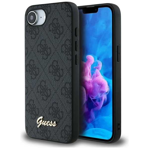 Guess HC MagSafe 4G PU Script Logo Case for iPhone 16e Black