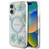 Чехол Guess HC MagSafe Resin Flowers and Glitter для iPhone 16, бирюзовый