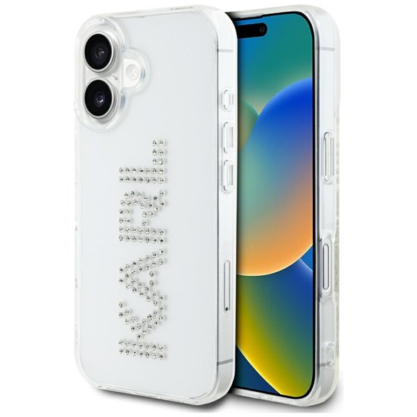 Karl Lagerfeld HC IML Strass Logo iPhone 16 -suojakuori Läpinäkyvä