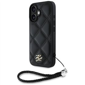 Karl Lagerfeld HC Quilted PU Initial Logo & Chain Strap case for iPhone 16 Black