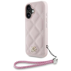 Чехол Karl Lagerfeld HC из искусственной кожи с логотипом и цепочным ремешком для iPhone 16, розовый